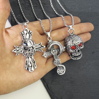 1 Piece of Skull Cross Gothic Necklace Classic Vintage style Choker  Versatile Accessory Hip Hop Dark Sweater Chain Unisex