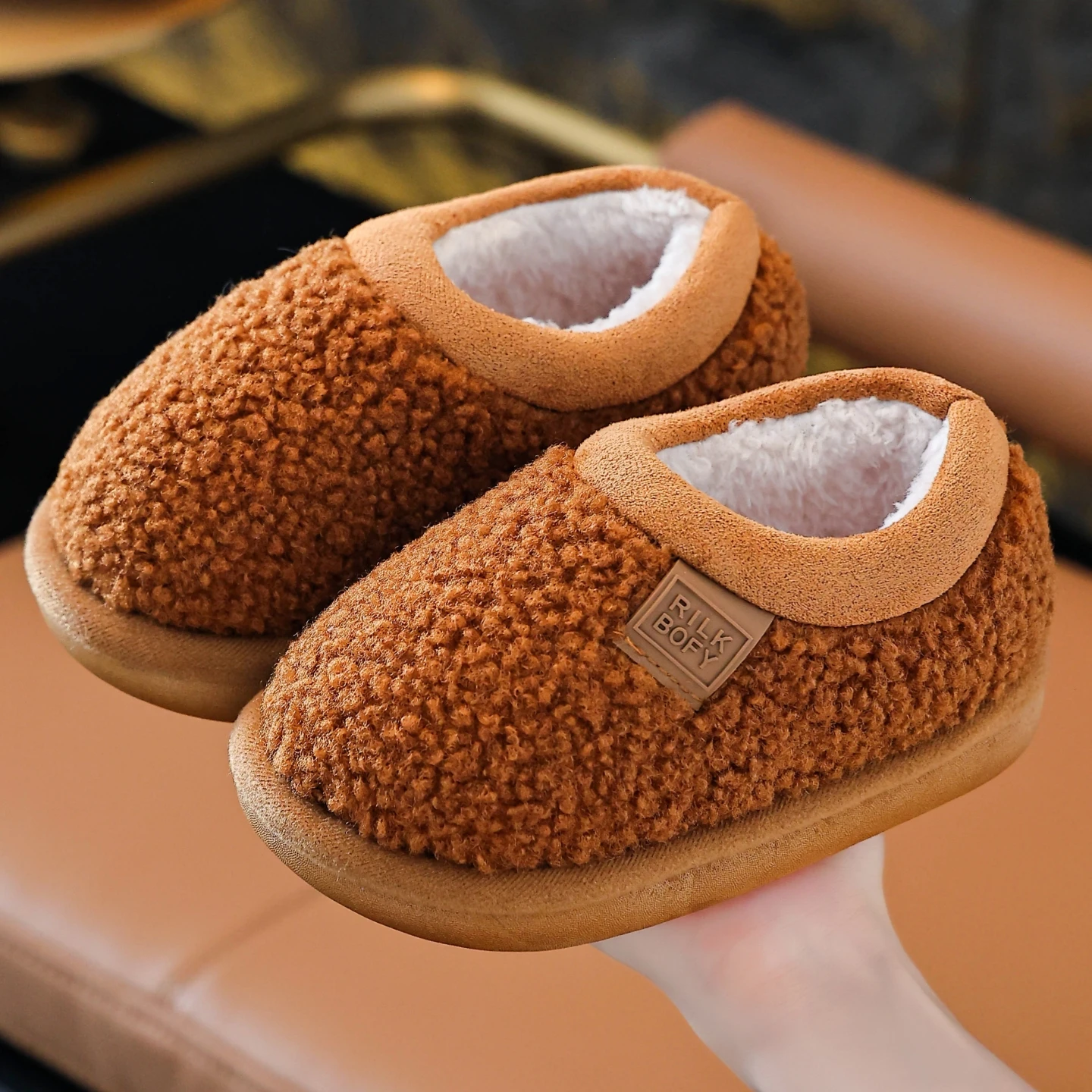 Children's Winter House Shoes, Boys & Girls, Simple Casual Comfortable Indoor Home Shoes, Furry Shoes