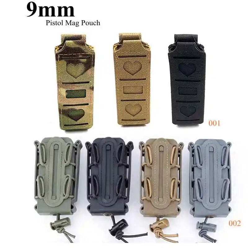 Open Top 9mm Pistol Mag Pouch Tactical Fastmag Softshell Magazine Pouch Molle Waist Belt Magazine Holder Bag