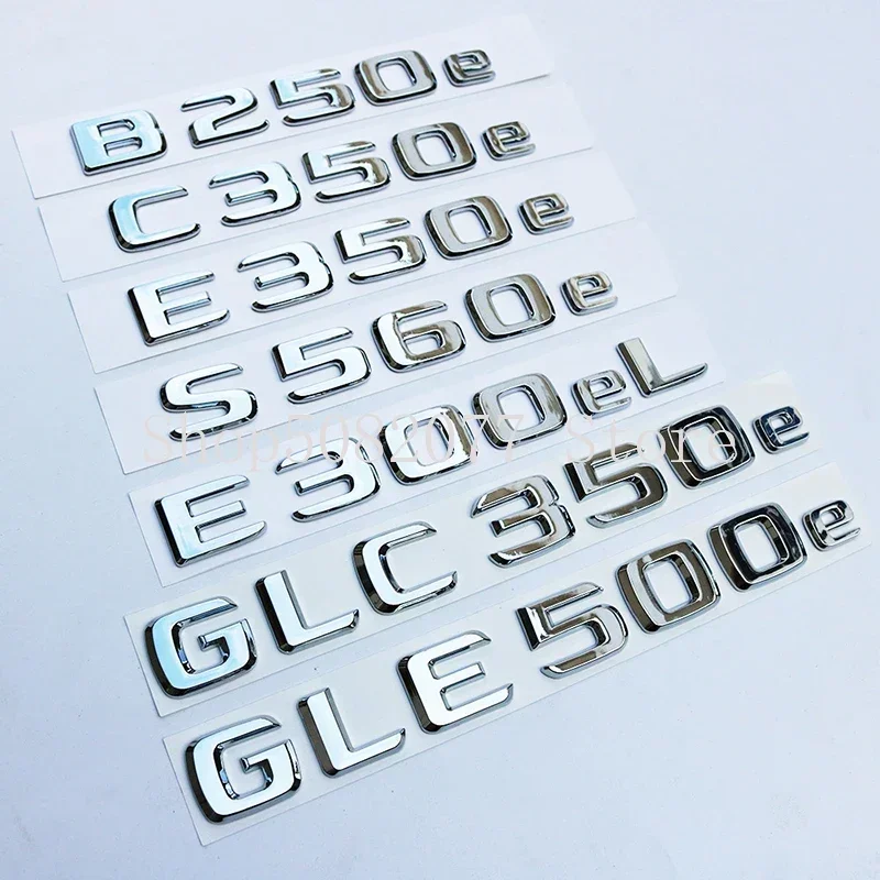 2017 Flat Letters ABS Car Emblem for B250e E300eL E350eL GLC350e GLE350e GLE500e S500e S560eL Car Trunk Electric Hybrid Sticker