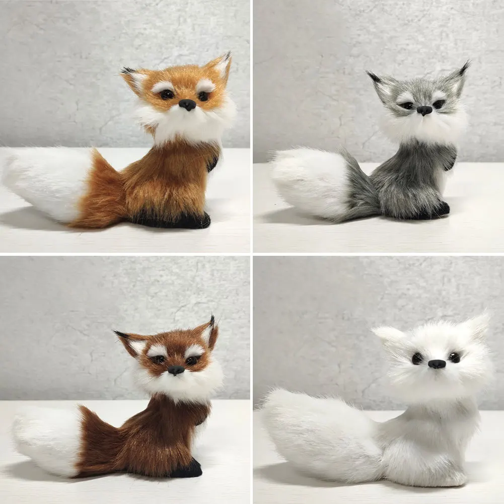 Simulation Mini Fox Model Cute Imitation Fox Ornaments Children Birthday Gifts Plush Figures Craft Imitation Animal Toys