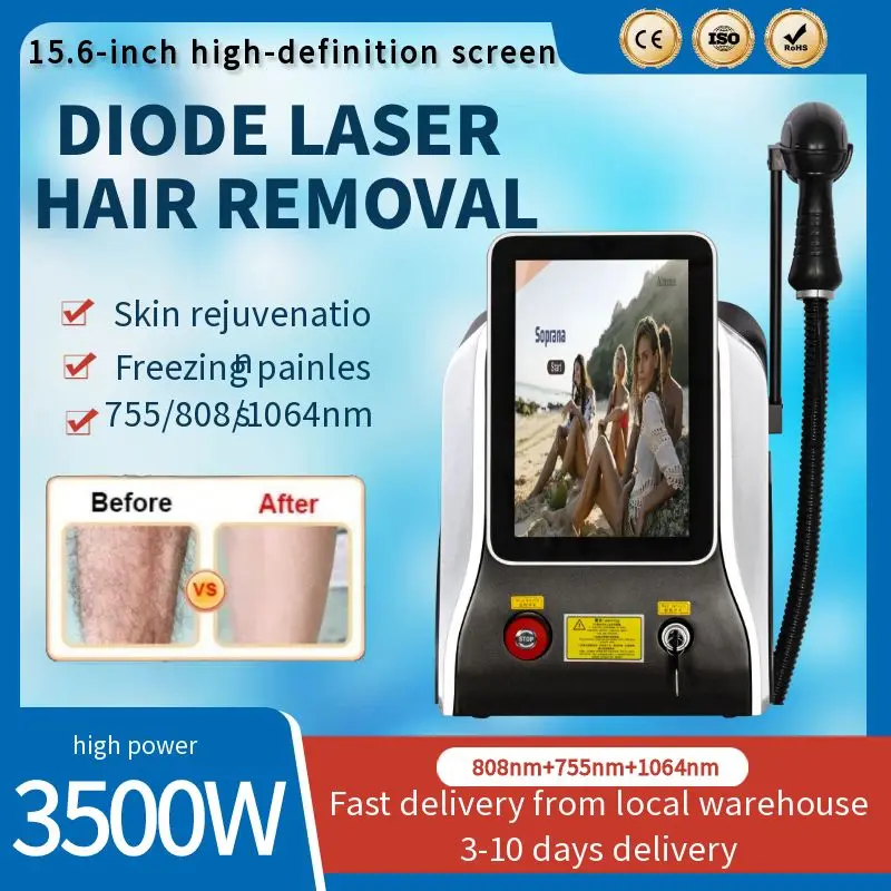 

808NM Diode Laser Hair Removal Instrument Freezing Point Cooling System Intelligent 3 Wavelength Painless Permanent Hair Removal