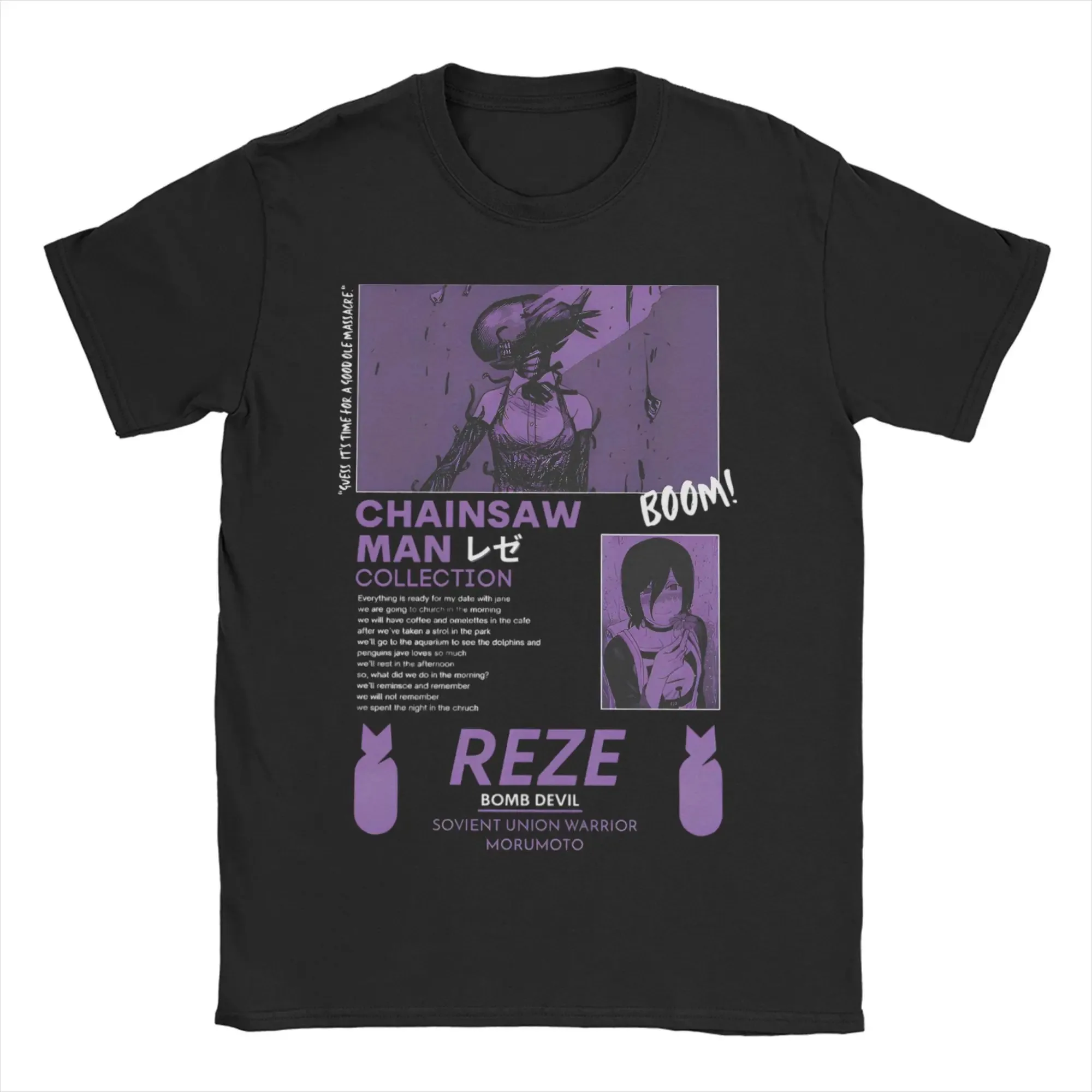 Die Film Reze Chainsaw Man T-Shirts Frauen Männer Anime Manga Schwere Baumwolle Hohe Qualität O Hals Kurzen Ärmeln Weiblich Männlich Kleidung
