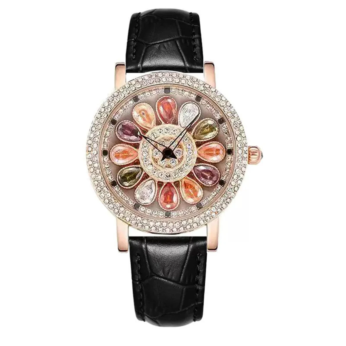 Time to Run Leisure Colorful Diamond Windmill Flower Watch Waterproof Quartz Women\'s Watch