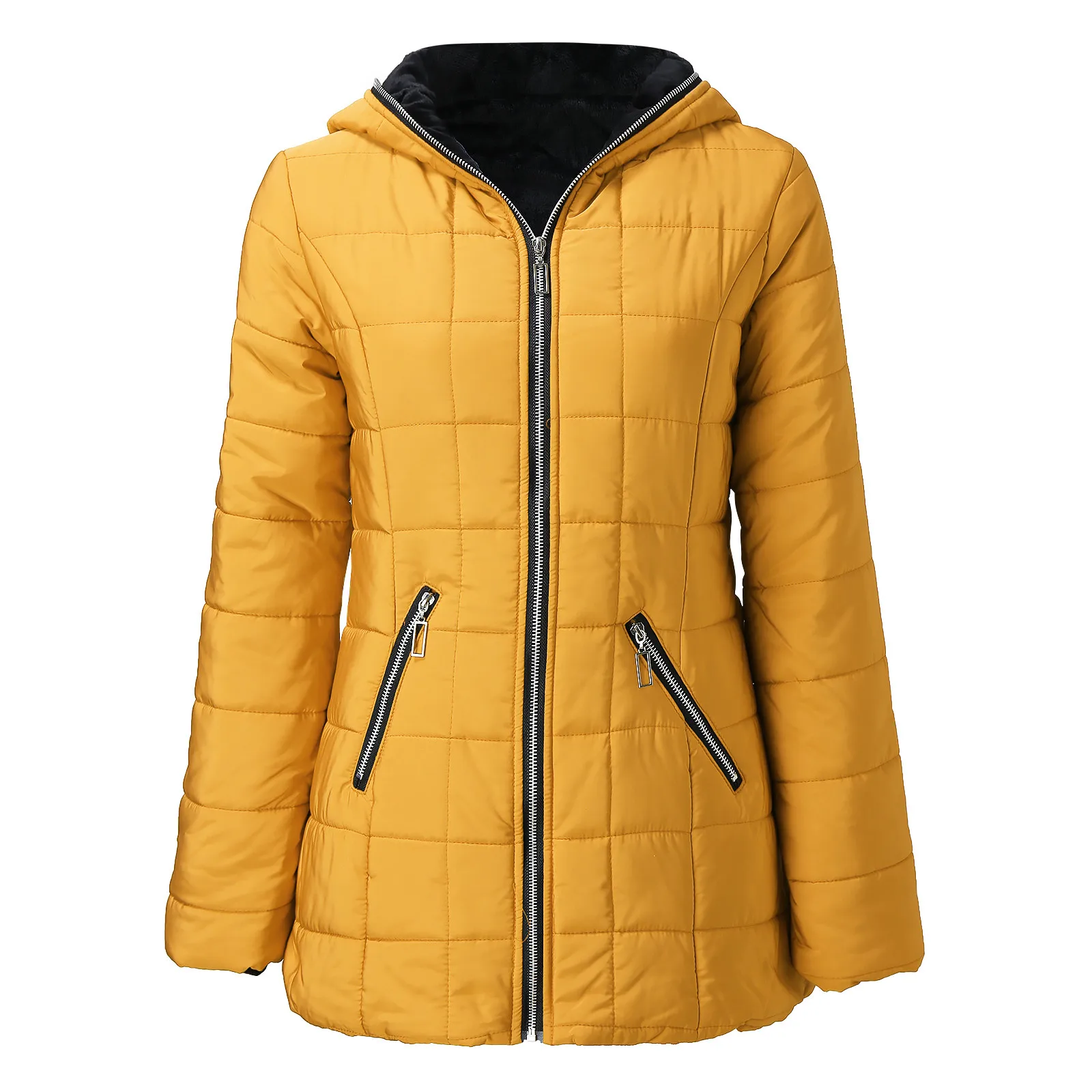 

Overcoat Winter Jacket Women's Fleece Warm Parkas Solid PlushThickend Harajuku Hoodies Long Sleeve Cotton Windproof Parka Coat