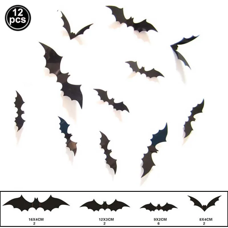 12/24/36/48/60 Stück Halloween 3D hängende Fledermäuse realistische gruselige große gefälschte schwarze hängende Fledermaus-Wandaufkleber für Halloween-Heimdekorationen – Detail 4