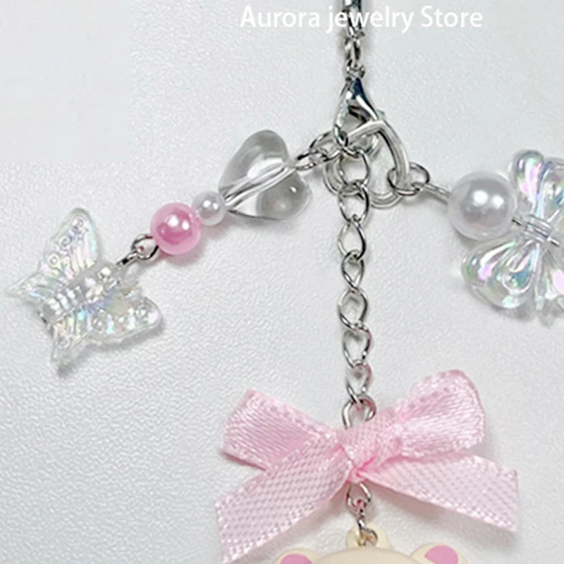 Bear Pendant Beaded Phone Charm Y2K Keychain Original design 1PCS