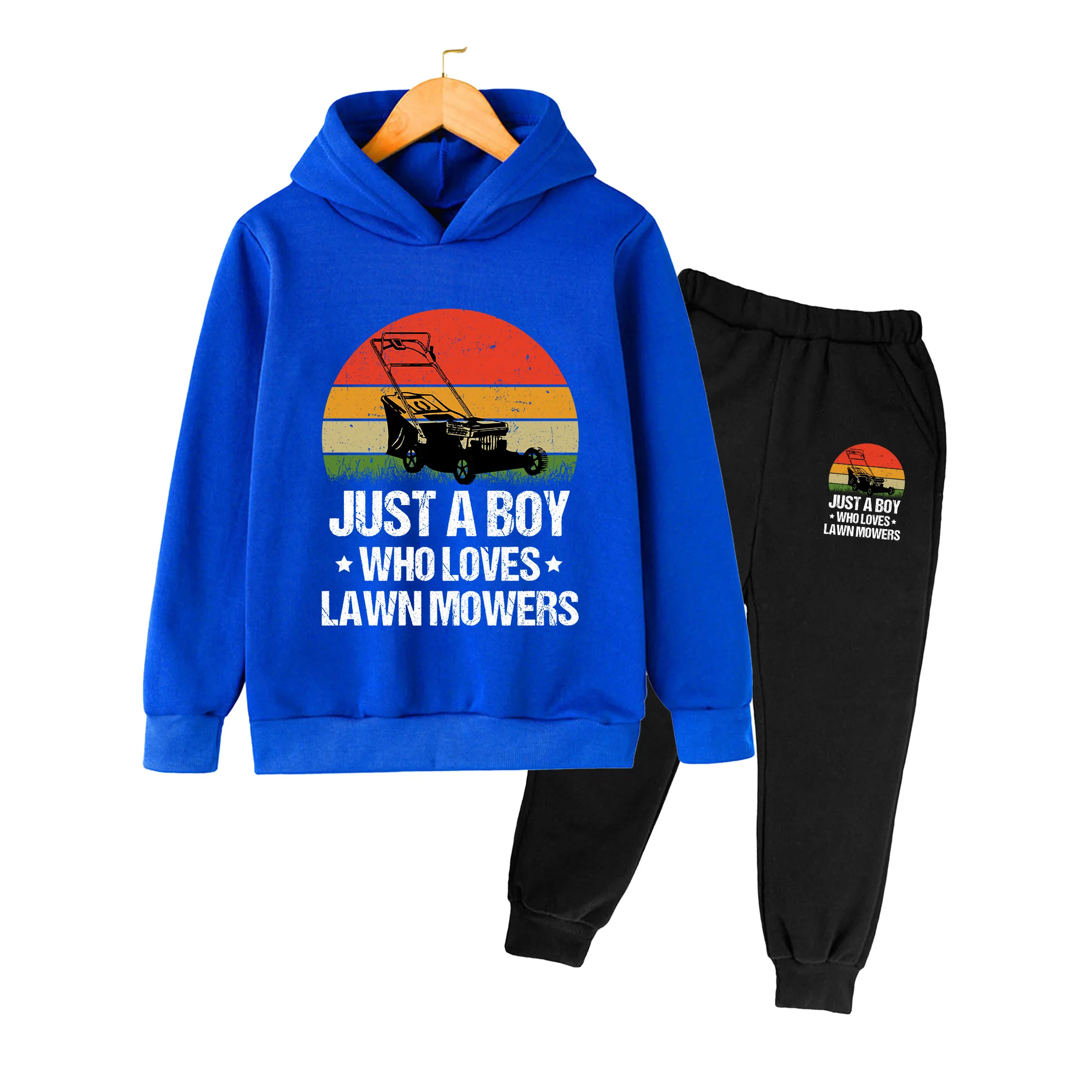 Kids Outdoor Lawn Mower - Kids Hoodie and Pants Set, Retro
