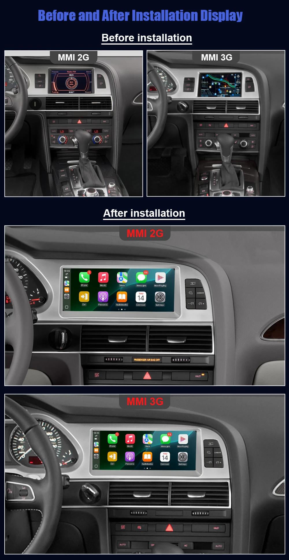 8.8 Inch Linux Wireless CarPlay Andorid Auto Car Radio For Audi A6 C6 4F 2005-2011 MMI 2G 3G GPS Navigation Stereo Autoradio
