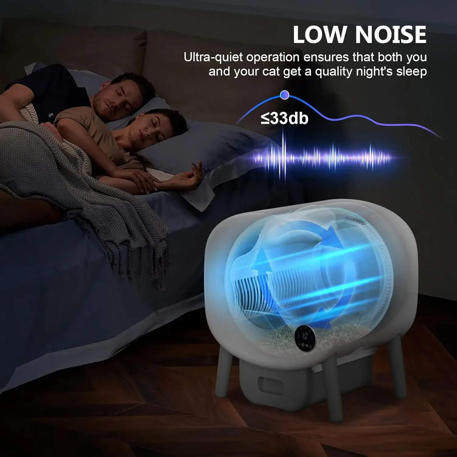 Self Cleaning Litter Box, 95 L Automatic Cat Litter Box Self Cleaning , w/ Safety Protection, App Control,2 Roll Garbage Bags