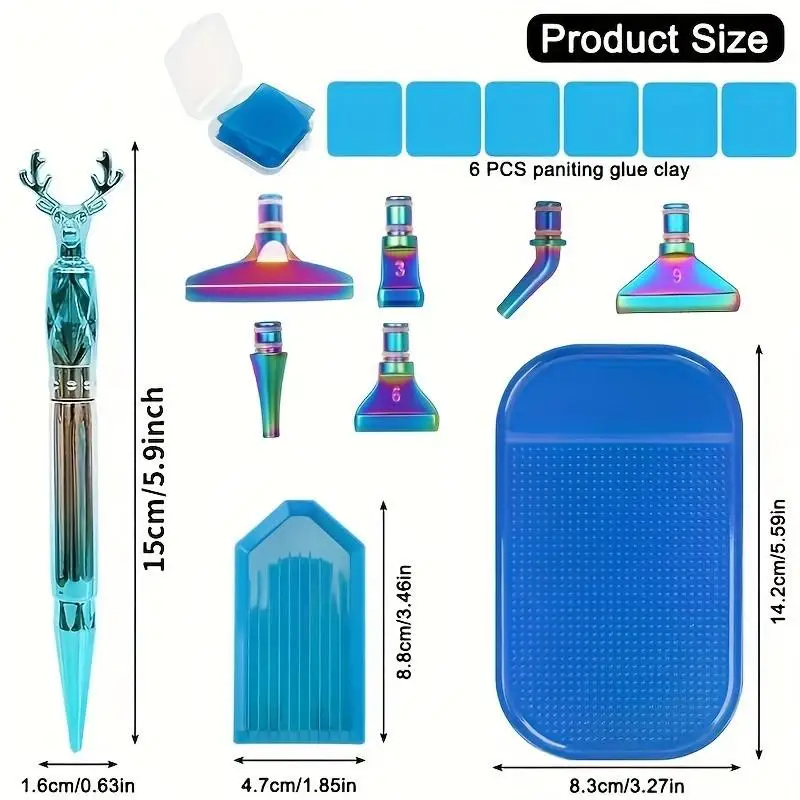 Deer Antler-Shaped Rhinestone Pen with Metal Tip, Diamond Painting Accessories Tool, Diamond Painting Colorful Rhinestone Pen Tip, DIY Rhinestone Pen, 5D Diamond Embroidery Colorful Metal Pen Tip Tool Set