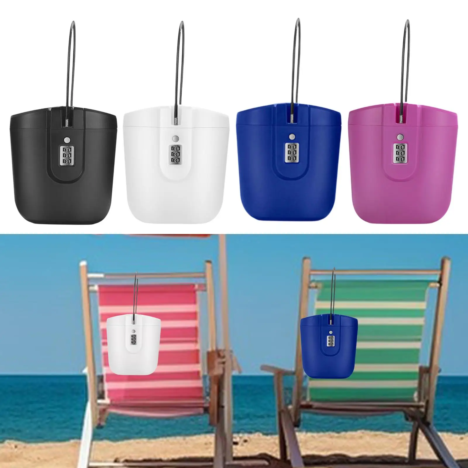 Portable Safe Lock Box Hangable Hanging Case Lightweight with Combination Lock Beach Bucket for Riding Travel Office Car Outdoor
