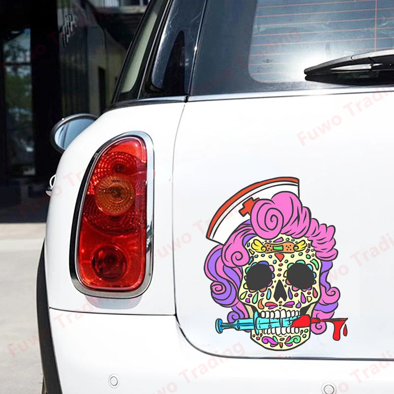 Best-selling Nurse Sugar Skull Shirt Halloween Car Stickers Waterproof Window Trunk Decal Scratch-proof Decor