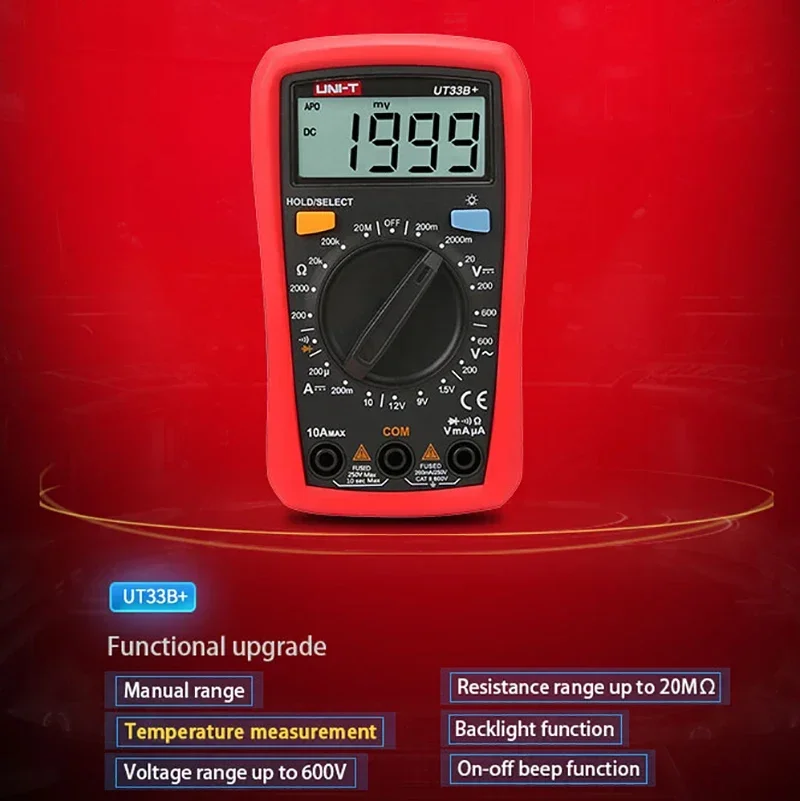 Imagem -06 - Mini Multímetro Digital Ut33b Mais ac dc Voltímetro Amperímetro 2000 Contagens Teste da Bateria Medidor Multitester Resistência Ohm Tester Unidade