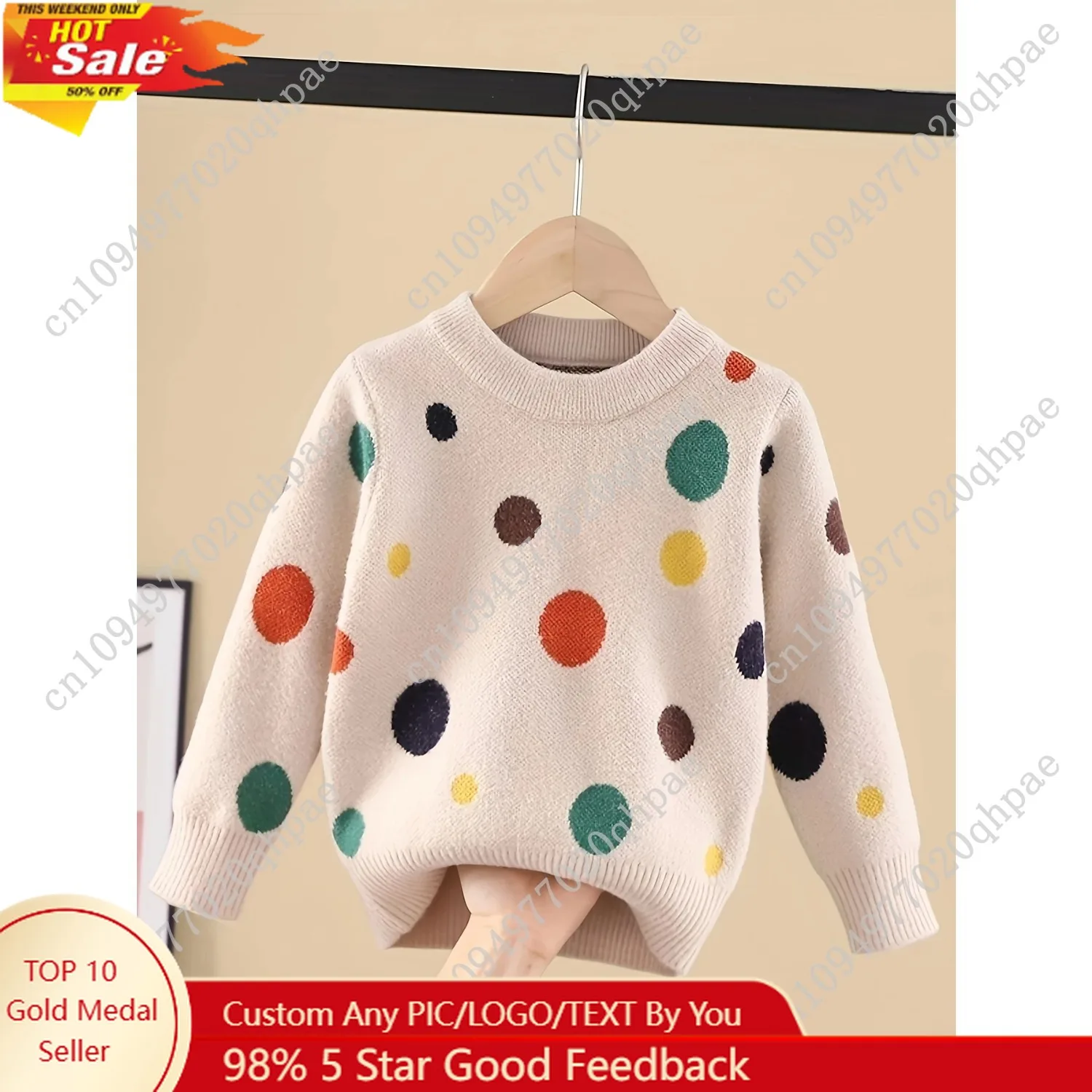 

Girls' Sweater Pullover, Baby Fleece-Lined Thick Stylish Knitwear, Children's Autumn New Versatile Knit Top