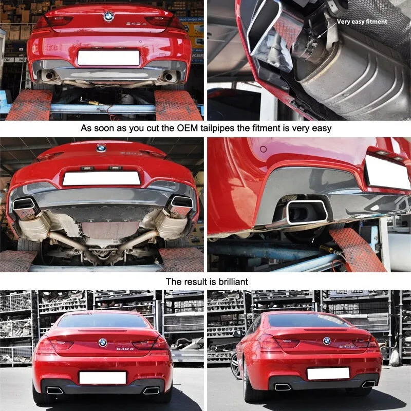 Car Exhaust Pipe For BMW F10 F11 F12 F13 535i 535d 640i 640d 550i GT 2011-2017 Square Tailpipe Muffler Body Kit Tuning Auto Part view 4
