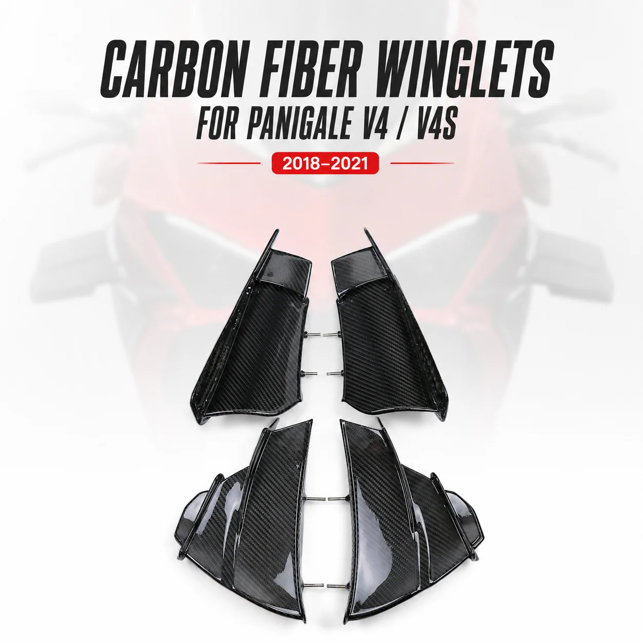 Carbon Fiber Winglets Ailerons Front Fairing Side Spoiler Wings for Ducati Panigale V4 V4S 2018-2021 Motorcycle Accessories