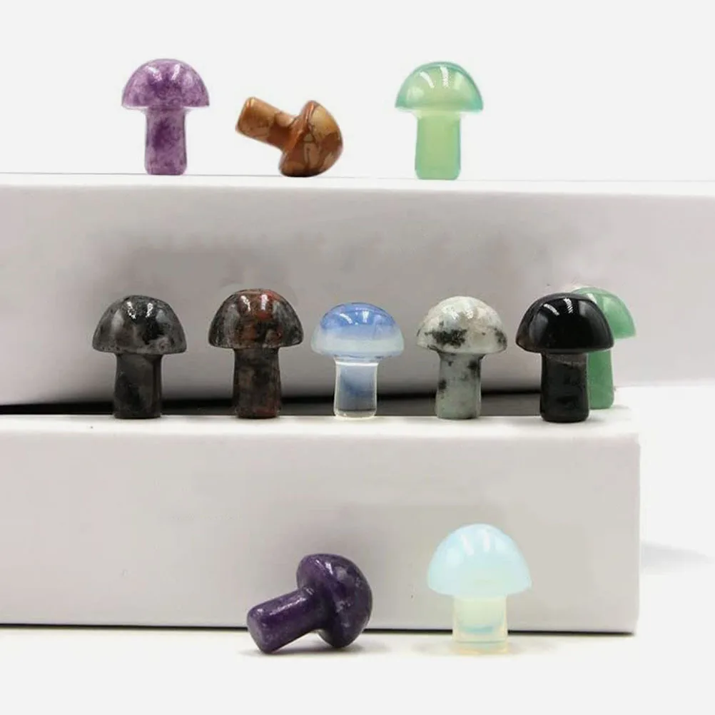 

4Pcs Mushroom Garden Sculptures Gemstone Miniature Ornaments DIY Accessories for Home Outdoor Gardening Supplies Micro Landscape