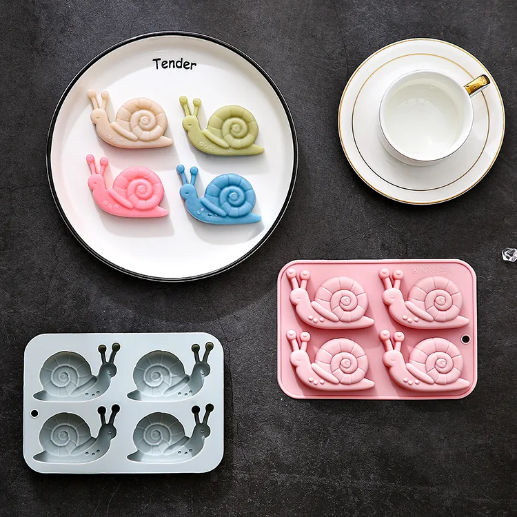 

2 Pack 4-hole Snail Shape Silicone Molds Baking Pan Cake Mold Epoxy Handmade Soap Ice Cube Chocolate Mold Cake Decorating Tools