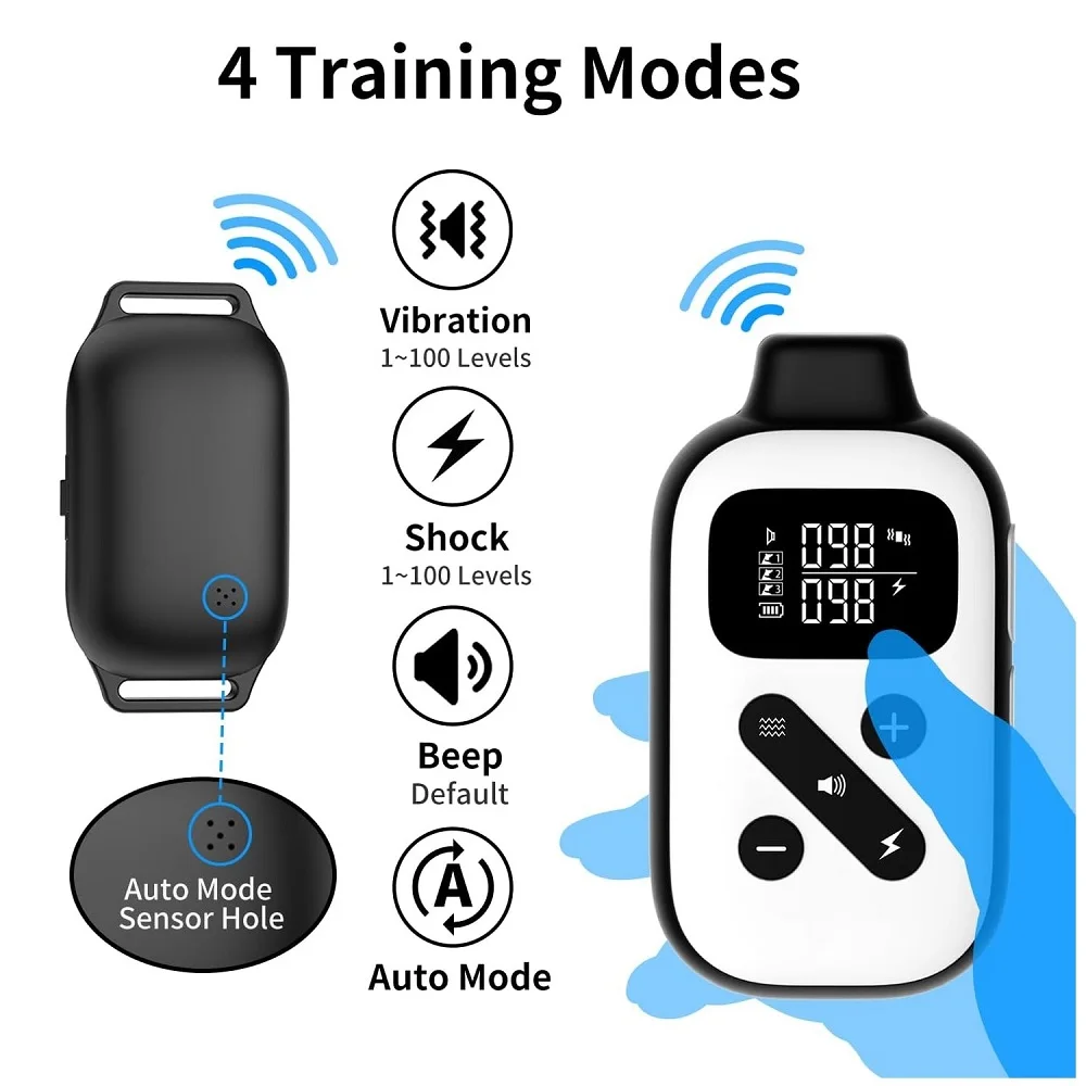 Automatic Bark Collar,3600Ft Dog Training Collar,Shock Collar with Training and Auto Modes,IP67 Waterproof,Beep,Vibration&Shock - view 2