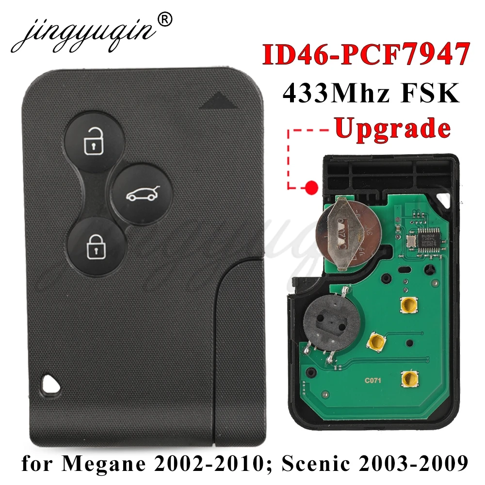 Smart Key Card for Renault Megane II Scenic II Grand Scenic 2003-2008 433mhz PCF7947 Chip ID46 3 Button Remote PCB Ultrasonic