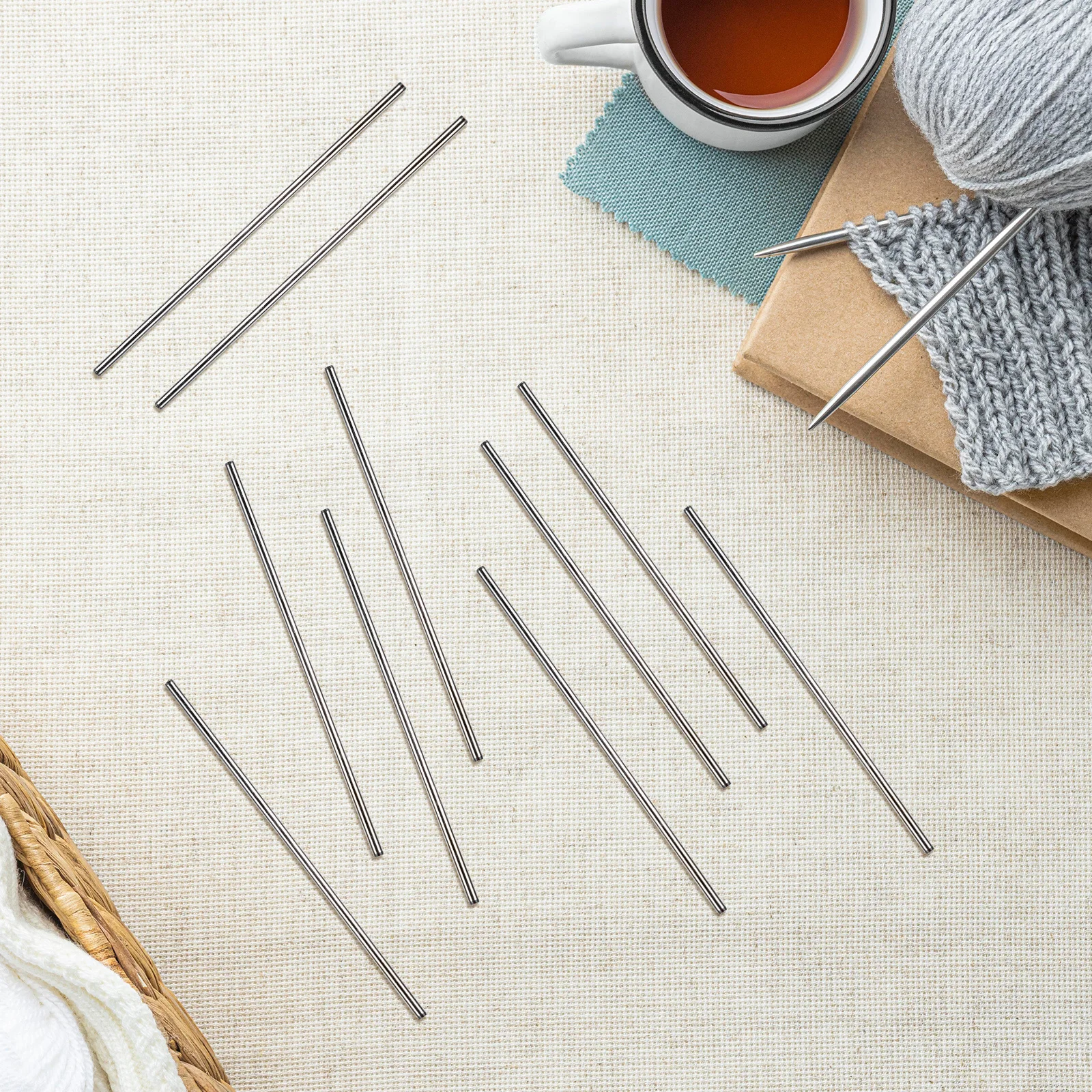 

20Pcs Stainless Steel Metal Blocking Rods Knitting Board Pins Round Crochet Fixing Essentials Craft Tool Kit Block Board Rod