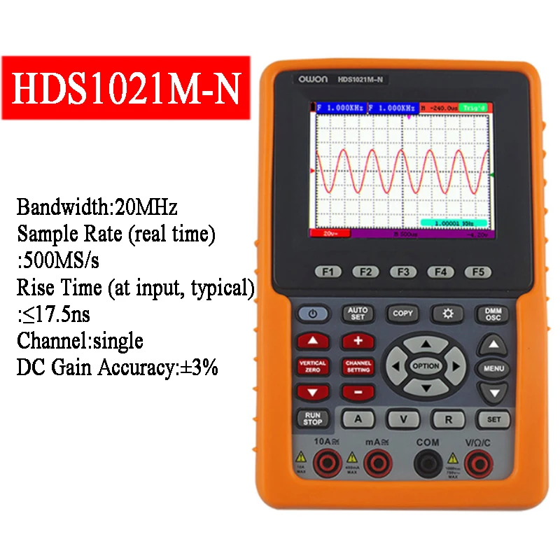 Imagem -02 - Osciloscópio Digital Hds1021m-n Hds2061m-n Hds3101m-n Series 1ch 20mhz100mhz Bandwidth Taxa de Amostragem 500msa s 1gsa s