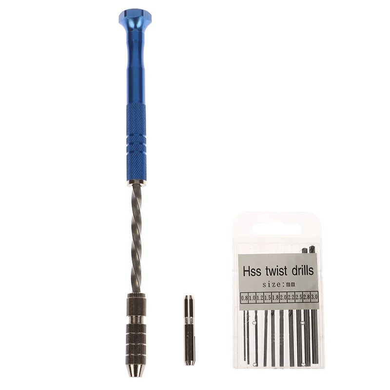 1 ชุดสีฟ้าขยายกึ่งอัตโนมัติ 0.8-3mm Hand Twist เจาะชุดเครื่องเจาะมือ Bits ชุดเจาะเครื่องมือเครื่องมือสําหรับ DIY Craft Make