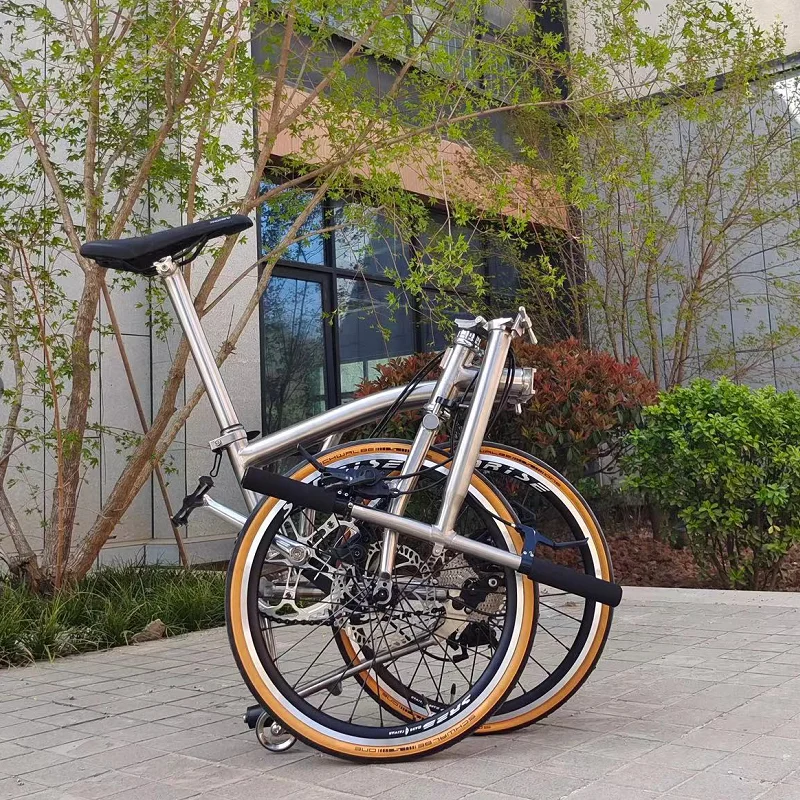 Titanium Folding Bike 20 Inch, Full Shockproof Disc Brake, 3 Speed Commuter Bicycle for Women Urban Riding Use