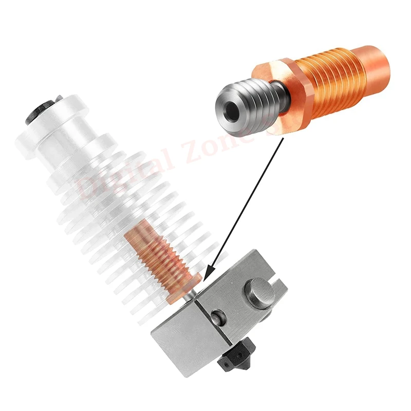

3D Printer E3D V6 Hotend Heatbreak All Metal Threaded Upgrade Titanium Alloy and Copper Bimetal Throat Nozzle