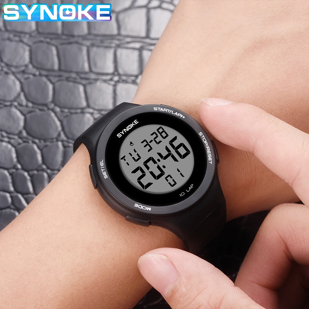 Outdoor Sport Watch Men Alarm Chrono Clock 5Bar Waterproof Military Watches LED Display Shock Digital Watch Thin Design Synoke