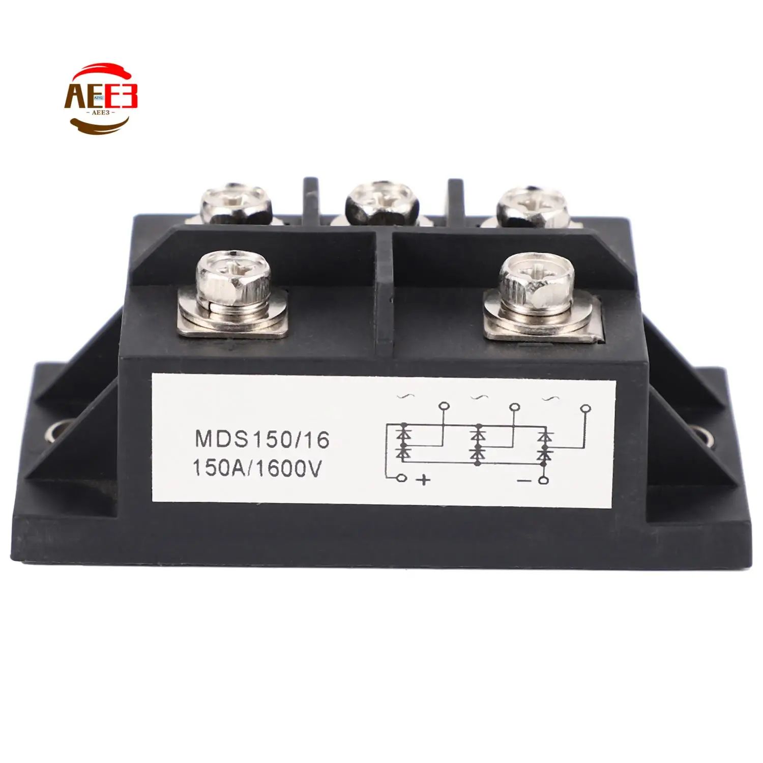 

AEE3-MDS150A 3-Phase Diode Bridge Rectifier 150A Amp 1600V Copper 150 Celsius 80X40x33mm Metal Case Diode Bridge Control
