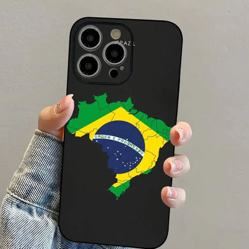 B-brazil FASHUION flag Phone Case For iPhone 16 15 14 13 12 11 PRO MAX PLUS Mini TPU Soft to Skin-friendly case