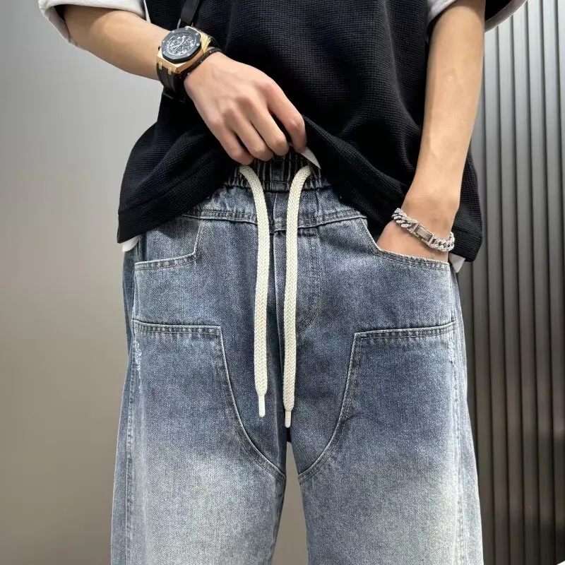 جينز هاراجوكو متعدد الاستخدامات عصري بسيط على الطراز الياباني كسول فني Ins موضة جديدة عالية الخصر ساق مستقيمة
