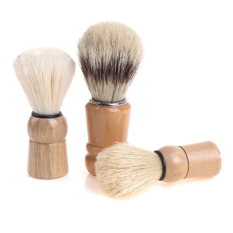 1pcs Badger Hair Men's Shaving Brush Barber Salon Men Facial Beard Cleaning Appliance Shave Tool Razor Brush With Wood Handle