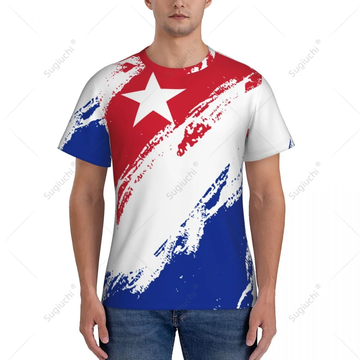 Custom Name Nunber Cuba Flag Color Men Tight Sports T-shirt Women Tees jersey For Soccer Football Fans