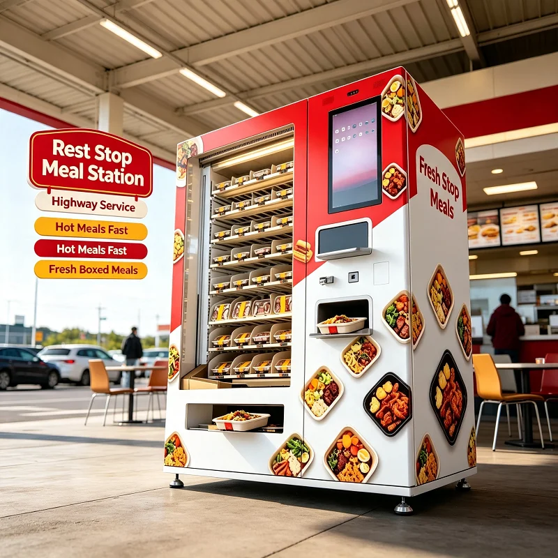 Hot Food Vending Machine Automated Meal Box Dispenser Intelligent Catering Station Commercial Kiosk for Zone
