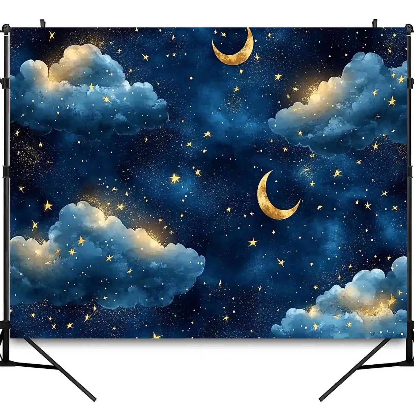 Aesthetic Cosmic Night Sky Tapestry Wall Hanging Galaxy Stars Clouds Moon Celestial Decor Artwork for Bedroom Living Room Space