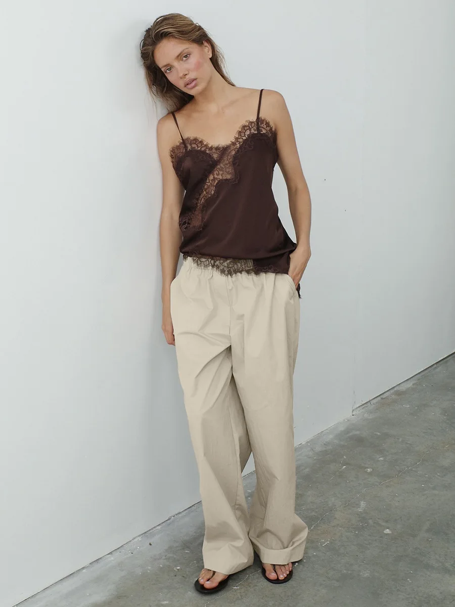 Bornladies Women's 2026 Spring Summer New Low-Waist Casual Pants  Elegant Office Elastic Waist Floor-Length Straight-Leg Pants