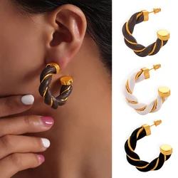 2024 NEW Elegant Luxury Leather Earrings for Women Fashion Stainless Steel Girl Ear Studs Colorfast Jewelry Accessories Gift