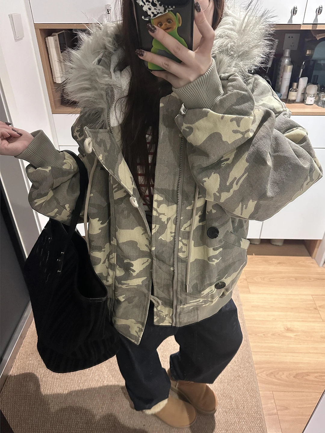 

Cleanfit Camouflage Parka Coat Men's Winter Thick Warm Heavy Duty Cold Proof Mountain Eagle Jacket with Hood Standard Fit Cotton