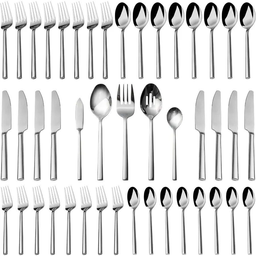 

Potter 45Piece Forged Stainless Steel Flatware Set Cutlery SetService for 8 Silver Finish Dishwasher Safe
