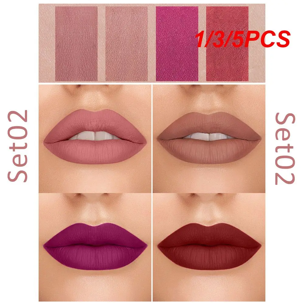 1/3/5PCS Lipstick Set Cosmetics Makeup Makeup Set For Lips Lip Gloss Lipstick Shades Highly-rated Long Lasting Maquillaje