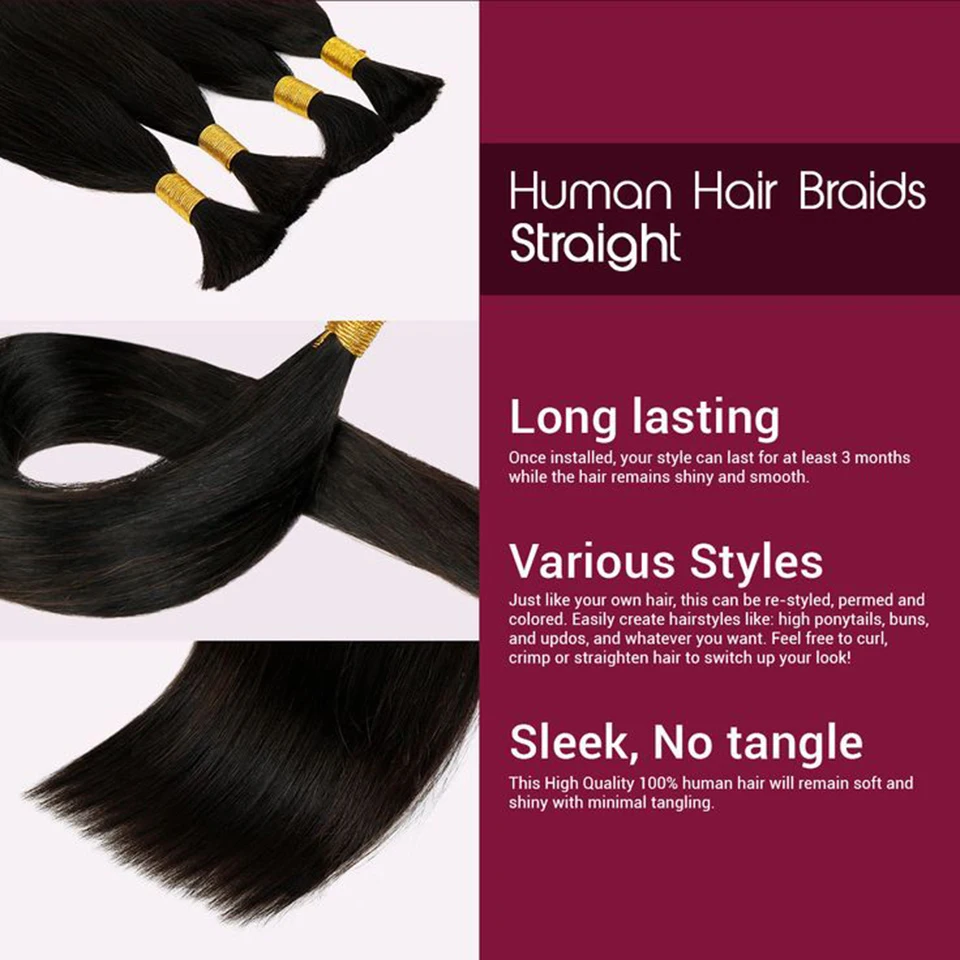 Straight Bulk Human Hair No Weft Remy Bulks For Braiding 14-28 Inches Wholesale Remy Hair Extension Natural Black Color Testa