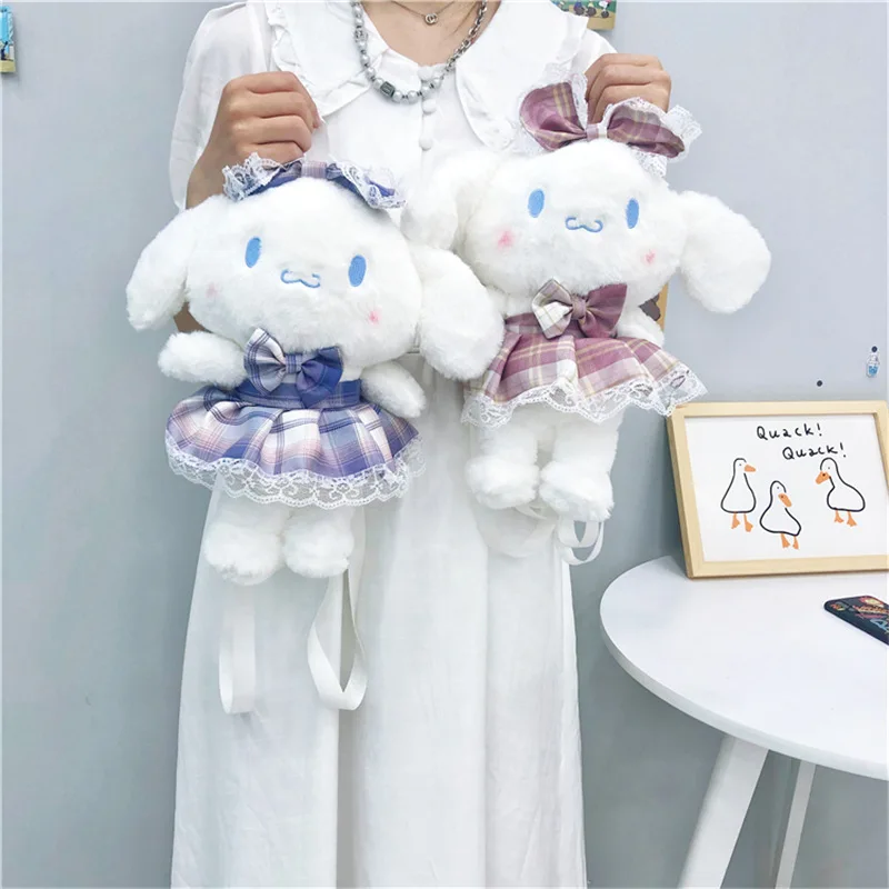 2023 Sanrio Cinnamoroll Plush Doll Backpack New Cute Skirt Kuromi Doll Bag Cartoon Cartoon Soft Bag Large Capacity Bag Girl Gift