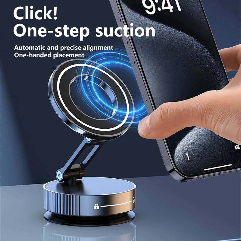 Xiaomi MagSafe Vacuum Magnetic Phone Holder Super Strong Magnetic Rotatable Phone Mount Foldable Metal Suction Cup Phone Mount