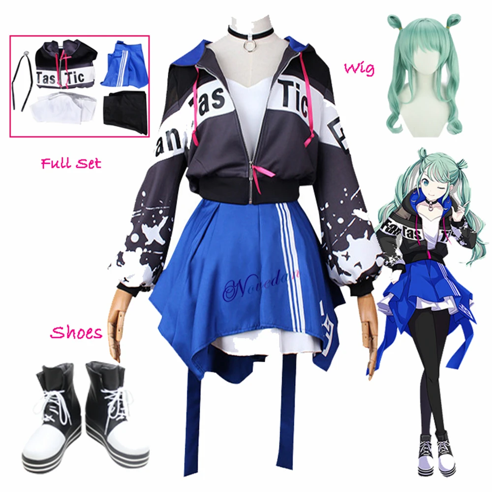 

Project Sekai Colorful Stage Feat Cosplay Project Diva Miku Skirt Sportswear Costume Full Set Shoes Wig Cosplay Outfit Women