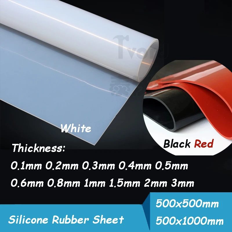 

Silicone Rubber Sheet High Quality White Red Black For Heat Resist Cushion Size 500x500mm 500x1000mm Thickness 0.1 0.2 0.3 ~3mm