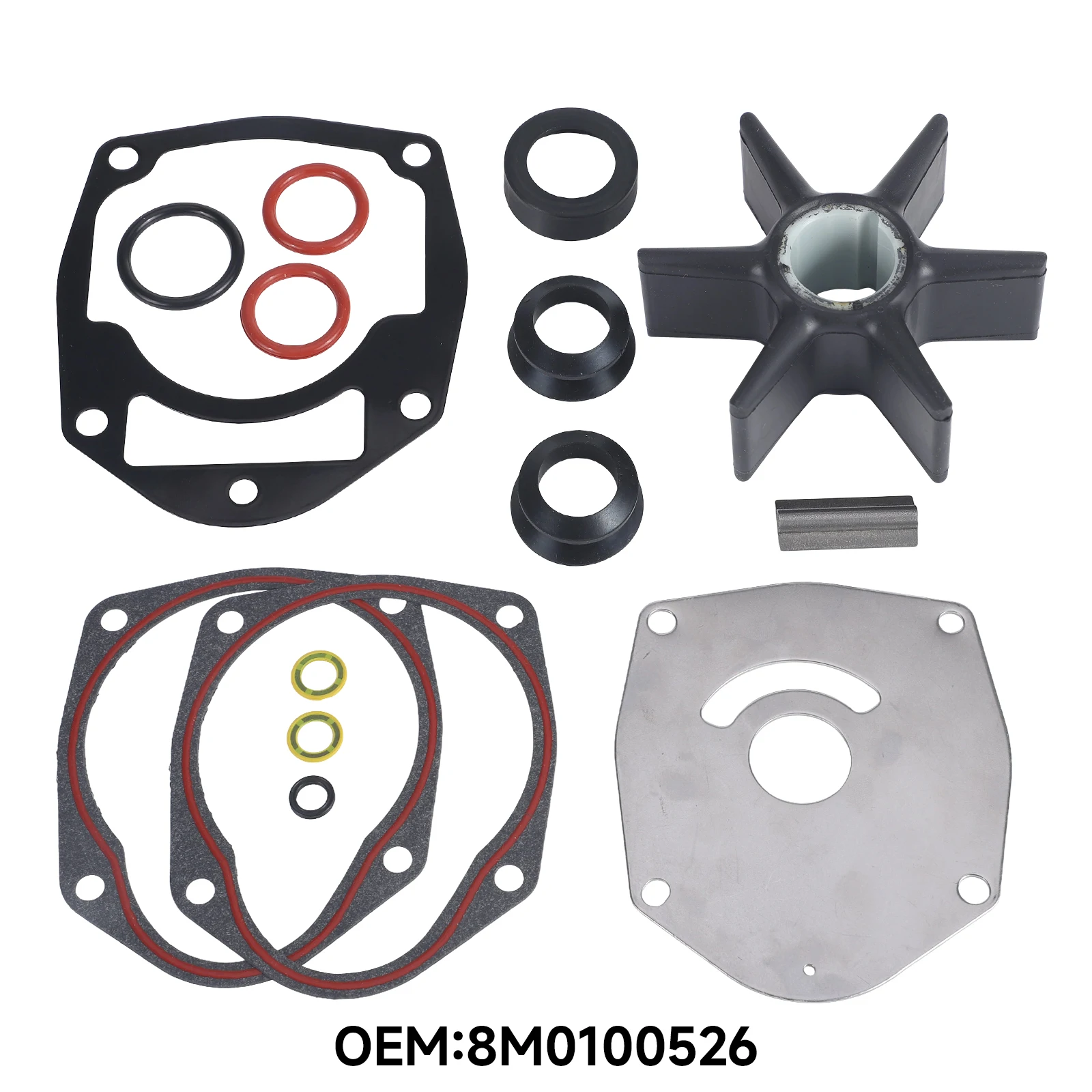 

Water Pump Impeller Repair Kit 8M0100526 Rubber Impeller Gasket Plate Fits For Mercury Mariner Outboard MerCruiser Sterndrive
