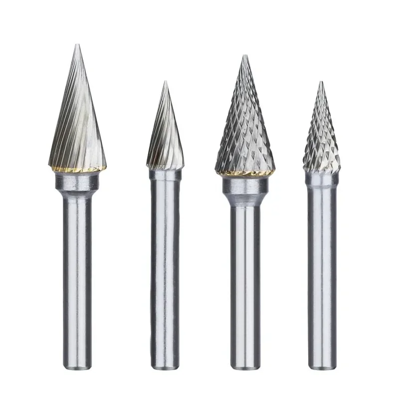 Hard alloy 6mm rotary file, tungsten steel milling cutter, alloy carving drill bit, metal electric grinding head, M conical tip